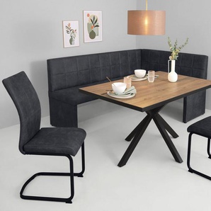 HELA Essgruppe SPREE, (4-tlg), Esstisch 140x90 cm mit Dickkante, Microfaserbezug