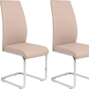 Freischwinger HELA Amber Stühle Gr. B/H/T: 43 cm x 103 cm x 59 cm, 2 St., Kunstleder, Metall, braun (cappuccino, silberfarben) Freischwinger Stühle 2 oder 4 Stück