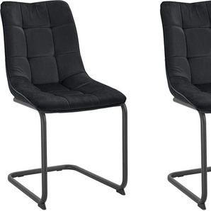Freischwinger HELA JENNY Stühle Gr. B/H/T: 46 cm x 86 cm x 61,5 cm, 2 St., Samtvelours, Metall, schwarz (schwarz, pulverbeschichtet, schwarz) Freischwinger 2 oder 4 Stück