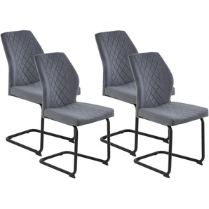 HELA Freischwinger OSLO (Set, 4 St), Freischwinger,Rautensteppung,Microfaser Samtvelour,140kg belastbar