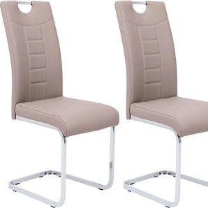Freischwinger HELA Ruby Stühle Gr. B/H/T: 44 cm x 104 cm x 57,5 cm, 4 St., Kunstleder, Metall, braun (cappuccino, silberfarben) Freischwinger Stühle 2 oder 4 Stück