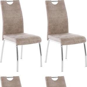 Stuhl HELA Susi Stühle Gr. B/H/T: 44 cm x 98 cm x 61 cm, 4 St., Polyester, Metall, beige (vintage beige, silberfarben) 4-Fuß-Stuhl Esszimmerstuhl Küchenstühle Stühle 2 oder 4 Stück