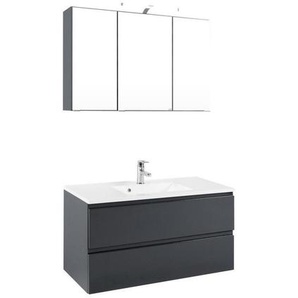 Held Badezimmer Held Möbel Cardiff -Sc- , Grau , Holzwerkstoff , 2 Schubladen , 100 cm , Made in Germany , hängend , Badezimmer, Badmöbelsets & -serien, Badmöbel-Sets