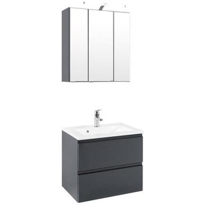 Held Badezimmer Held Möbel Cardiff -Sc- , Grau , Holzwerkstoff , 2 Schubladen , 60 cm , Made in Germany , hängend , Badezimmer, Badmöbelsets & -serien, Badmöbel-Sets