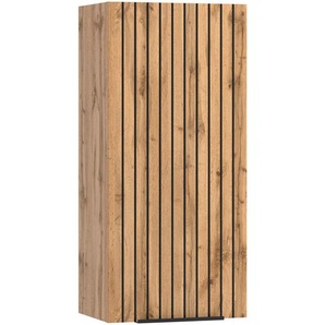 Held Hängeschrank, Schwarz, Eiche Wotan, Holzwerkstoff, 30x64x20 cm, hängend, Badezimmer, Badezimmerschränke, Hängeschränke
