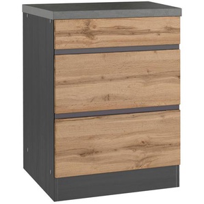 Held Kochfeldumbauschrank, Graphit, Eiche Wotan, Holzwerkstoff, 2 Schubladen, 60x86x60 cm, Küchen, Küchenmöbel, Küchenschränke, Geräteumbauschränke