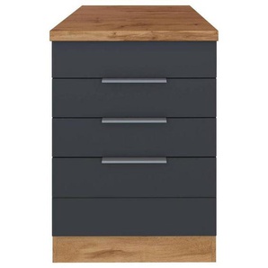Held Kochfeldumbauschrank, Grau, Eiche Wotan, Metall, 3 Schubladen, 60x86x60 cm, Küchen, Küchenmöbel, Küchenschränke, Geräteumbauschränke