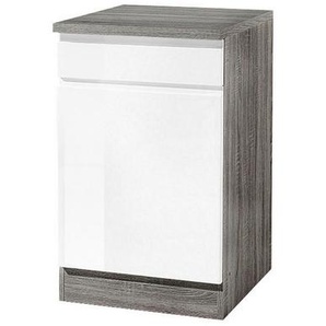 Held Küchenunterschrank , Grau, Weiß Hochglanz , Holzwerkstoff , 1 Schubladen , 50x85x60 cm , Küchen, Küchenmöbel, Küchenschränke, Küchenunterschränke