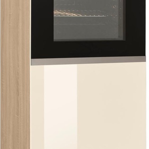 Backofen/Kühlumbauschrank HELD MÖBEL Virginia Schränke Gr. B/H/T: 60 cm x 165 cm x 60 cm, 1 St., beige (creme hochglanz) Backofenumbauschrank Kühlschrankumbauschrank Kühlschrankumbauschränke Schränke 60 cm breit