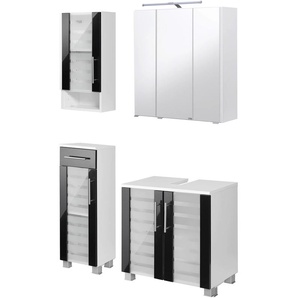 Badmöbel-Set HELD MÖBEL Jaca Kastenmöbel-Sets grau (anthrazit) Bad-Sparsets Badmöbel-Set mit hochglanz Fronten
