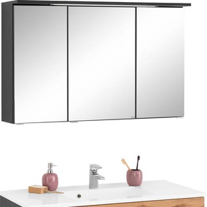 Badmöbel-Set HELD MÖBEL Lucca Kastenmöbel-Sets grau (graphitgrau, eichefarben) Badmöbelserien Breite 100 cm, mit direkter Beleuchtung