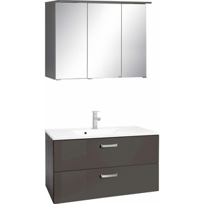 Badmöbel-Set HELD MÖBEL Ravenna Kastenmöbel-Sets grau (grafit, grau) Badmöbelserien mit Soft-Close Funktion