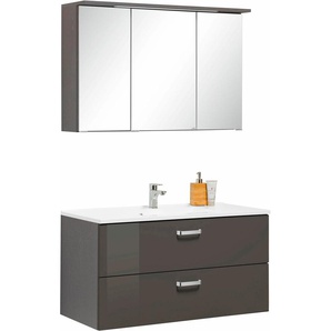 Badmöbel-Set HELD MÖBEL Ravenna Kastenmöbel-Sets grau (grafit, grau) Badmöbelserien mit Soft-Close Funktion