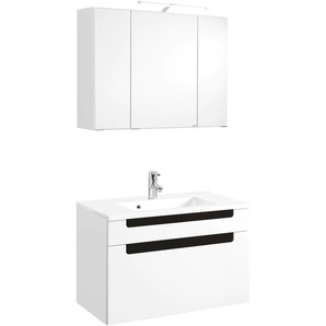 Badmöbel-Set HELD MÖBEL Siena Kastenmöbel-Sets grau (anthrazit, weiß) Badmöbelserien Breite 80 cm, Waschtisch mit Mineralgussbecken
