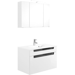 Badmöbel-Set HELD MÖBEL Siena Kastenmöbel-Sets grau (anthrazit, weiß) Badmöbelserien Spiegelschrank inklusive LED-Beleuchtung, Breite 60 cm