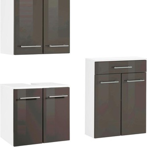 Badmöbel-Set HELD MÖBEL Venedig Kastenmöbel-Sets grau (weiß, grau) Badmöbelserien Waschbeckenunterschrank (Breite 50 cm), Hängeschrank, Unterschrank