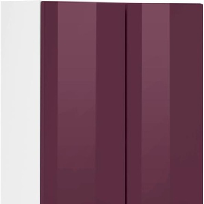 Hängeschrank HELD MÖBEL Venedig Schränke Gr. B/H/T: 50 cm x 64 cm x 20 cm, 2 St., lila (aubergine, weiß) Bad-Hängeschränke Badmöbel mit Breite 50 cm, Metallgriffen