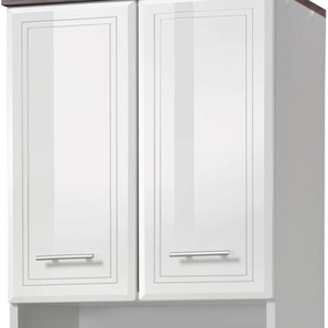 Hochschrank HELD MÖBEL Neapel Schränke Gr. B/H/T: 50 cm x 190 cm x 34 cm, 2 St., grau (weiß, grau) Bad-Hochschränke Breite 50 cm, mit Hochglanzfronten und eleganter Fräsung