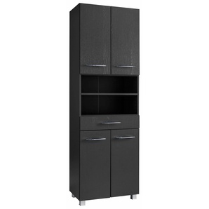 Hochschrank HELD MÖBEL Portofino Schränke Gr. B/H/T: 60 cm x 185 cm x 35 cm, 4 St., grau (graphit, graphit) Bad-Hochschränke Hochschrank