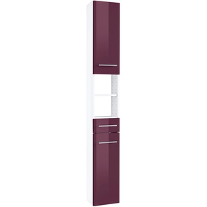 Hochschrank HELD MÖBEL Venedig Schränke Gr. B/H/T: 25 cm x 180 cm x 20 cm, 2 St., lila (aubergine, weiß) Bad-Hochschränke Badmöbel in verschiedenen Farben erhältlich