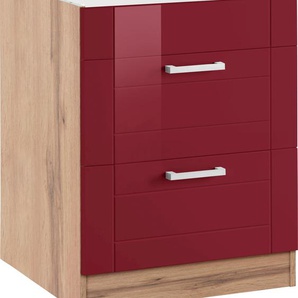 Kochfeldumbauschrank HELD MÖBEL Tinnum Schränke Gr. B/H/T: 60 cm x 82 cm x 60 cm, rot Kochfeldumbauschränke Schränke 60 cm breit, 2 Auszüge, Metallgriffe, MDF Fronten