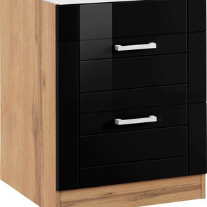 Kochfeldumbauschrank HELD MÖBEL Tinnum Schränke Gr. B/H/T: 60 cm x 82 cm x 60 cm, schwarz Kochfeldumbauschränke 60 cm breit, 2 Auszüge, Metallgriffe, MDF Fronten