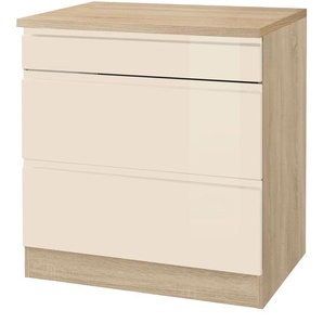 Kochfeldumbauschrank HELD MÖBEL Virginia Schränke Gr. B/H/T: 80 cm x 85 cm x 60 cm, beige (creme hochglanz) Kochfeldumbauschränke Schränke 80 cm breit