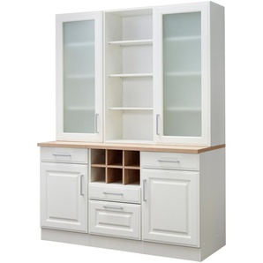 Küchenbuffet HELD MÖBEL Stockholm Schränke Gr. B/H/T: 150 cm x 200 cm x 60 cm, 4 St., weiß (weiß, weiß) Anrichten Buffets Schränke hochwertige MDF-Fronten, 2 Glasrahmentüren, 200 cm hoch, viel Stauraum