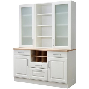 HELD MÖBEL Küchenbuffet Stockholm hochwertige MDF-Fronten, 2 Glasrahmentüren, 200 cm hoch, viel Stauraum