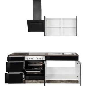 Kochstation Küchenzeile KS-Brindisi, mit E-Geräten, Breite 210 cm