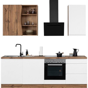 Kochstation Küche KS-Bruneck, 240cm breit, wahlweise mit oder ohne E-Geräte, hochwertige MDF-Fronten