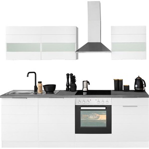 Kochstation Küche KS-Luhe, 240 cm breit, wahlweise mit oder ohne E-Geräten, gefräste MDF-Fronten