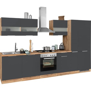 Kochstation Küche KS-Luhe, 330 cm breit, wahlweise mit oder ohne E-Geräten, gefräste MDF-Fronten