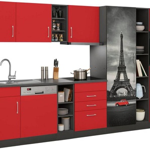 HELD MÖBEL Küchenzeile Paris, mit E-Geräten, Breite 350 cm, wahlweise mit Induktionskochfeld