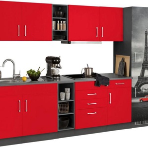 HELD MÖBEL Küchenzeile Paris, mit E-Geräten, Breite 390 cm, mit großer Kühl-Gefrierkombination