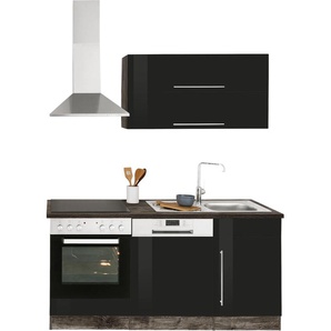 Küchenzeile HELD MÖBEL Samos Komplettküchen-Sets Gr. B/T: 170 cm x 60 cm, schwarz (küche: hochglanz, eiche vintage,, korpus: vintage, arbeitsplatte: vintage) Küchenzeile Küchenzeilen ohne Elektrogeräte E-Geräte, Breite 170 cm
