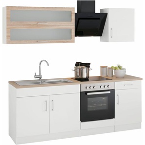 Küchenzeile HELD MÖBEL Utah Komplettküchen-Sets Gr. B/T: 210 cm x 60 cm, weiß (küche: matt,, korpus: weiß, arbeitsplatte: eiche sonoma) Küchenzeilen ohne Elektrogeräte E-Geräte, Breite 210 cm