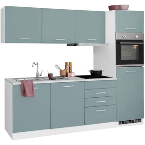 HELD MÖBEL Küchenzeile Visby, mit E-Geräten, Breite 240 cm inkl. Kühlschrank