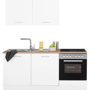 Küchenzeile HELD MÖBEL Visby Komplettküchen-Sets Gr. B/T: 180 cm x 60 cm, weiß (küche: weiß,, korpus: weiß, arbeitsplatte: eiche sonoma) Küchenzeilen ohne Elektrogeräte E-Geräte, Breite 180 cm