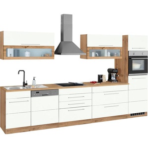 Kochstation Küchenzeile KS-Wien, Breite 350 cm, wahlweise mit E-Geräten und Induktion