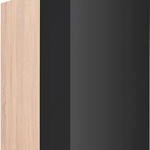 Kühlumbauschrank HELD MÖBEL Brindisi Schränke Gr. B/H/T: 60 cm x 200 cm x 60 cm, 2 St., schwarz (schwarz hochglanz, eiche sonoma) Kühlschrankumbauschränke 60 cm breit, 200 hoch, hochwertige MDF Fronten