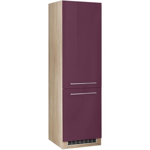 Kühlumbauschrank HELD MÖBEL Eton Schränke Gr. B/H/T: 60 cm x 200 cm x 60 cm, 2 St., lila (aubergine hochglanz) Kühlschrankumbauschränke für großen Kühlschrank, Nischenmaß 178 cm