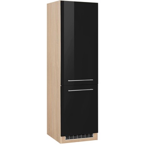 Kühlumbauschrank HELD MÖBEL Eton Schränke Gr. B/H/T: 60 cm x 200 cm x 60 cm, 2 St., schwarz (schwarz hochglanz) Kühlschrankumbauschränke für großen Kühlschrank, Nischenmaß 178 cm