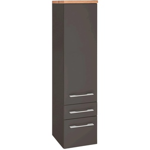 Midischrank HELD MÖBEL Davos Schränke Gr. B/H/T: 30 cm x 130 cm x 35 cm, grau (grau, graphit) Bad-Midischränke Badmöbelserien mit 2 Schubladen