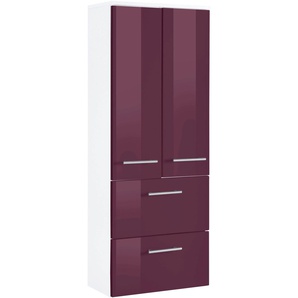 Midischrank HELD MÖBEL Venedig Schränke Gr. B/H/T: 50 cm x 130 cm x 27 cm, 2 St., lila (aubergine, weiß) Bad-Midischrank Badmöbelserien