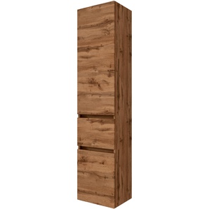 Seitenschrank HELD MÖBEL Baabe Schränke Gr. B/H/T: 40 cm x 180 cm x 35 cm, 2 St., braun (eichehell) Bad-Hochschränke Badmöbelserien Badmöbel Breite 40 cm