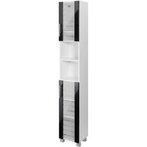 Seitenschrank HELD MÖBEL Jaca Schränke Gr. B/H/T: 30 cm x 185 cm x 27 cm, 2 St., grau (anthrazit, weiß) Bad-Hochschränke Bad-Seitenschrank Breite 30 cm, mit MDF Hochglanz-Fronten