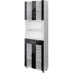 Seitenschrank HELD MÖBEL Jaca Schränke Gr. B/H/T: 60 cm x 185 cm x 27 cm, 4 St., grau (anthrazit, weiß) Bad-Hochschränke Bad-Seitenschrank Breite 60 cm, mit MDF Hochglanz-Fronten