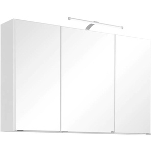 Spiegelschrank HELD MÖBEL Florida Schränke Gr. B/H/T: 100 cm x 64 cm x 20 cm, 3 St., weiß Bad-Spiegelschränke Breite 100 cm, mit LED-Beleuchtung