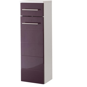 Unterschrank HELD MÖBEL Porto Schränke Gr. B/H/T: 25 cm x 79 cm x 20 cm, 1 St., lila (brombeer, weiß) Bad-Unterschränke Breite 25 cm, mit hochglänzenden Fronten